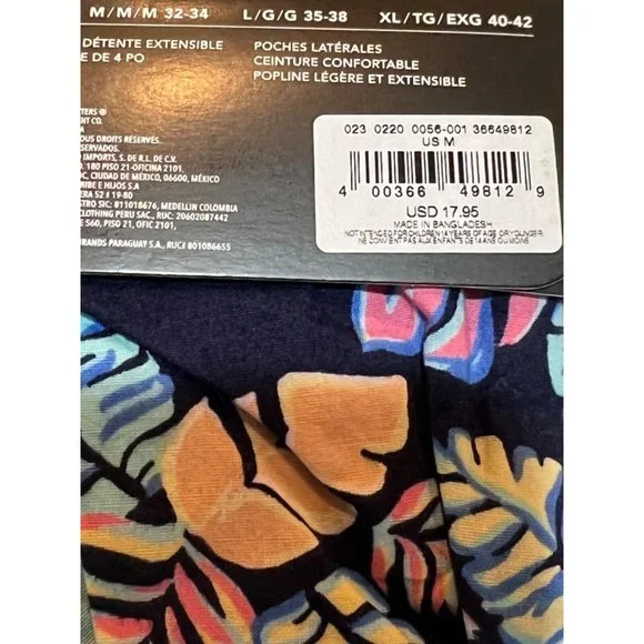 NWT AMERICAN EAGLE Stretch Lounge Boxer Underwear Sz M Navy Blue Leaves - Picture 4 of 4